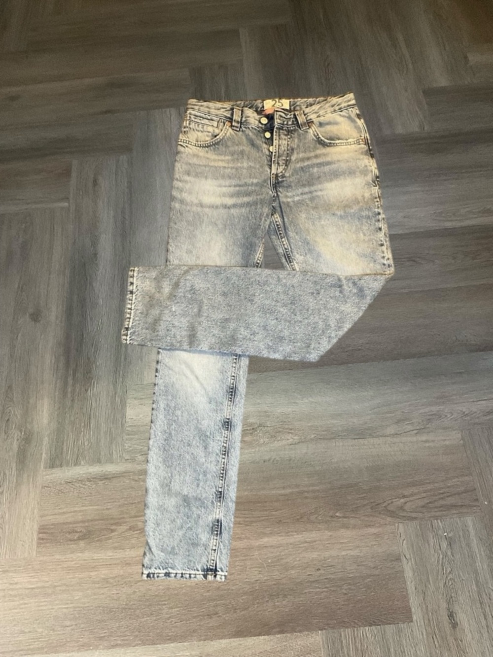 NWOT We The Free CRVY Low Rise‎ Straight Leg Button Fly Womens Jeans Blue 25